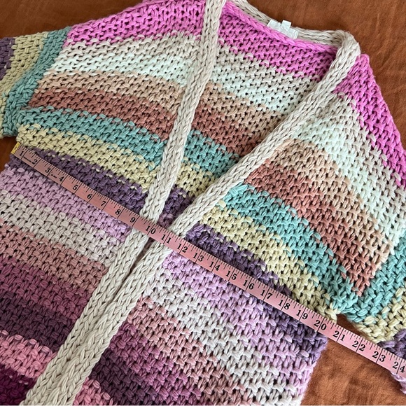 Rainbow Striped Chunky Knitted Cardigan - Picture 11 of 12